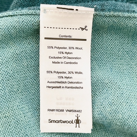 Smartwool Sweater Womens Shadow Pine Colorblock Crew Pullover Blue Green XS - Picture 8 of 11